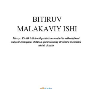Kichik ishlab chiqarish korxonalarida mikroiqlimni nazorat-boshqaruv elektron qurilmasining struktura sxemasini ishlab chiqish