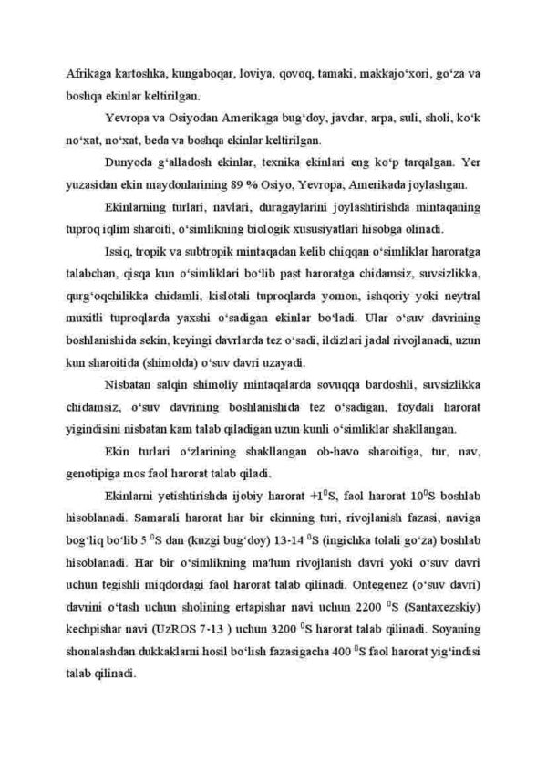 Kirish. Dala ekinlari biologiyasi yetishtirish texnologiyasining nazariy asosi - Image 3