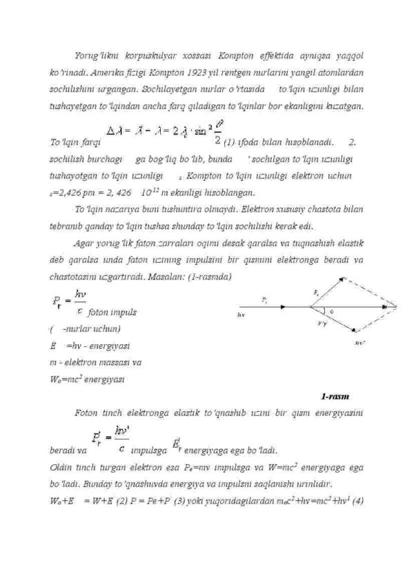 Kompton effekti. Yorug'likni korpuskulyar - to'lqin dualizmi. De-Broyl formulasi - Image 2