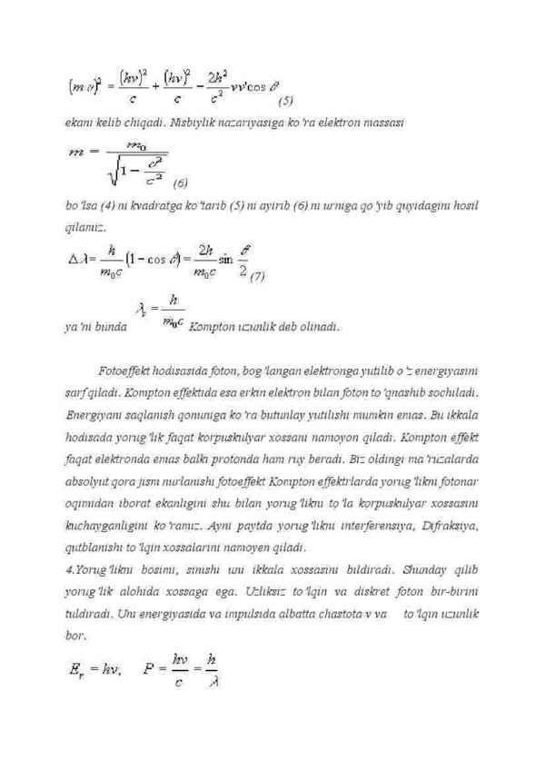 Kompton effekti. Yorug'likni korpuskulyar - to'lqin dualizmi. De-Broyl formulasi - Image 3