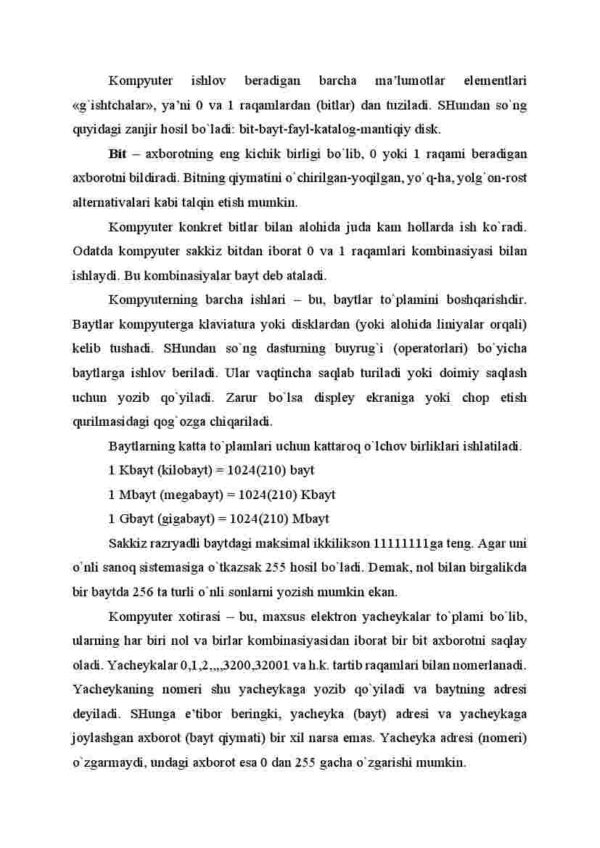 Kompyuterda ma'lumotlarni tashkil etish va saqlash - Image 2