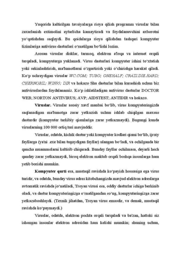 Laboratoriya ishi: Kompyuter tizimlarini viruslardan himoyalash profilaktikasi - Image 2