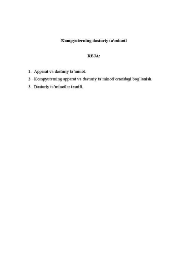 Kompyuterning dasturiy ta'minoti