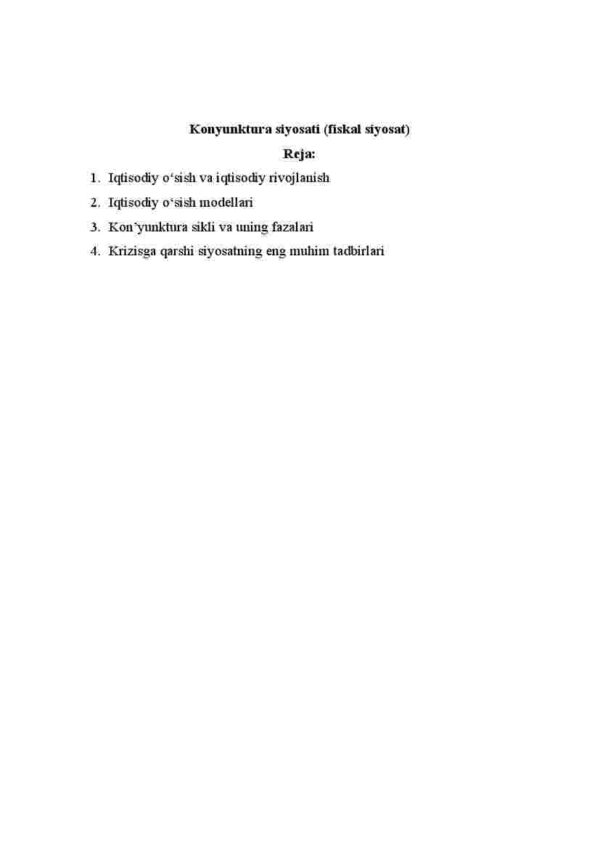 Konyunktura siyosati (fiskal siyosat)