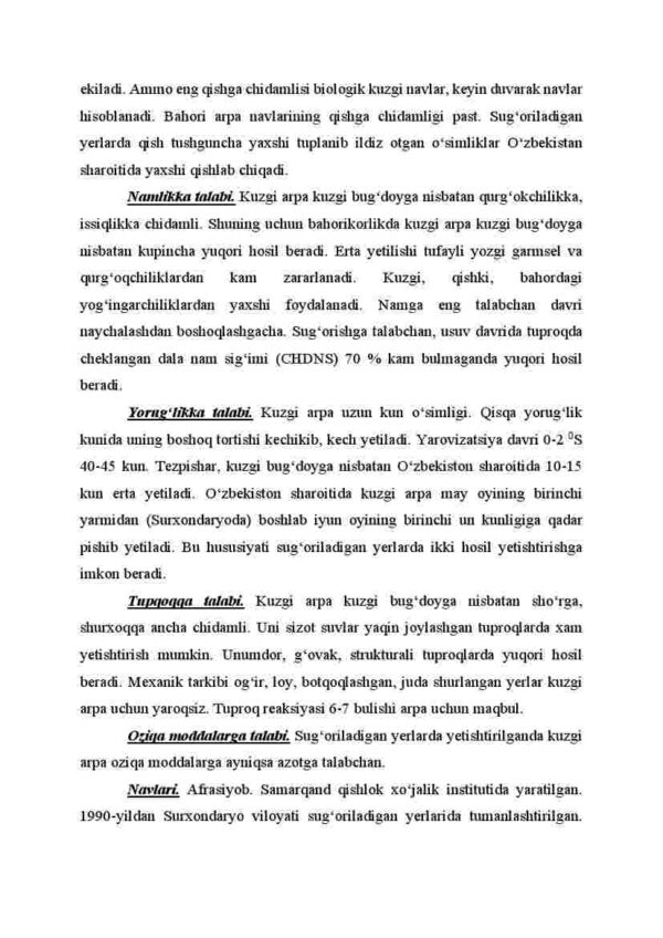 Kuzgi arpa, kuzgi javdar, tritikale (biologiyasi) - Image 3