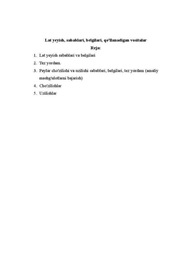 Lat yeyish, sabablari, belgilari, qo'llanadigan vositalar