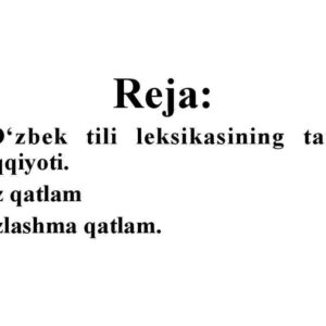 O'zbek tili leksikasining tarixiy taraqqiyoti. (o'z qatlam, o'zlashgan qatlam)