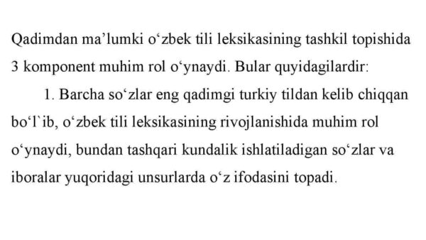 O'zbek tili leksikasining tarixiy taraqqiyoti. (o'z qatlam, o'zlashgan qatlam) - Image 4