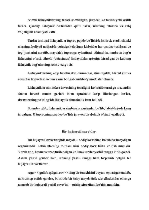 Lishayniklar. Bir va ikki hujayrali suvo'tlar - Image 3