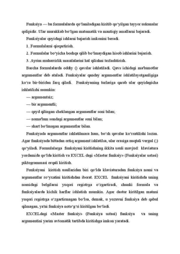 MS Excelda funksiya bilan ishlash - Image 2