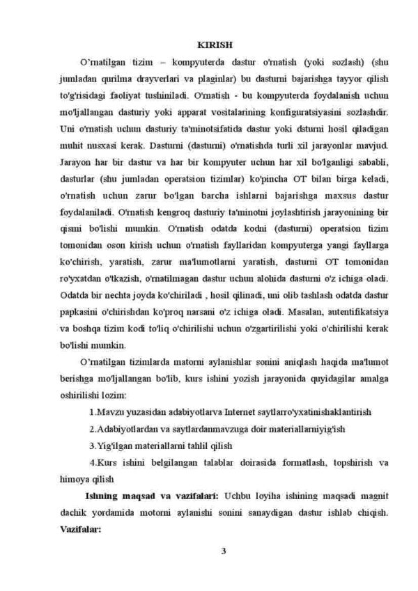 Magnit dachik yordamida motorni aylanishi sonini sanaydigan dastur va uning qiymatini 16x2 LCD manitoriga chaqiruvchi dastur tuzish - Image 3