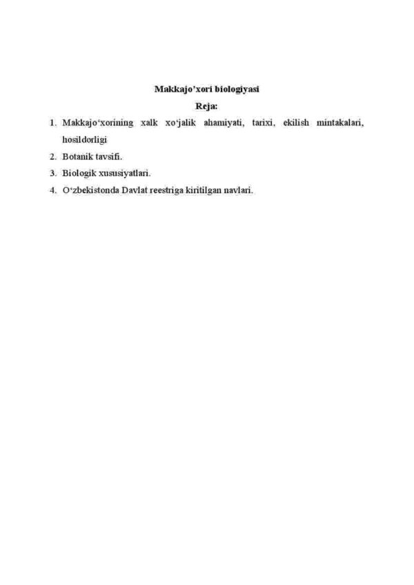 Makkajo'xori biologiyasi