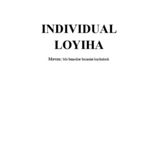 Ma'lumotlar bazasini loyihalash