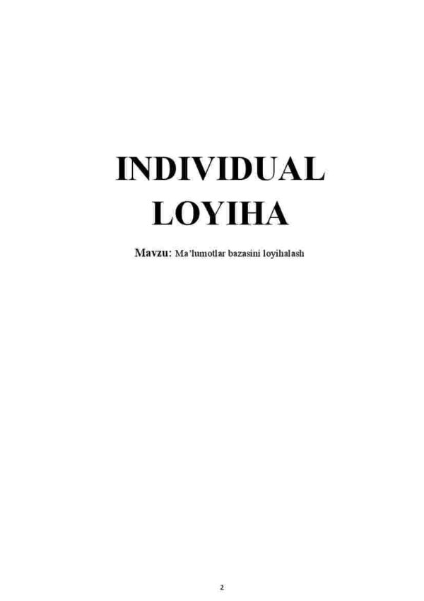 Ma'lumotlar bazasini loyihalash