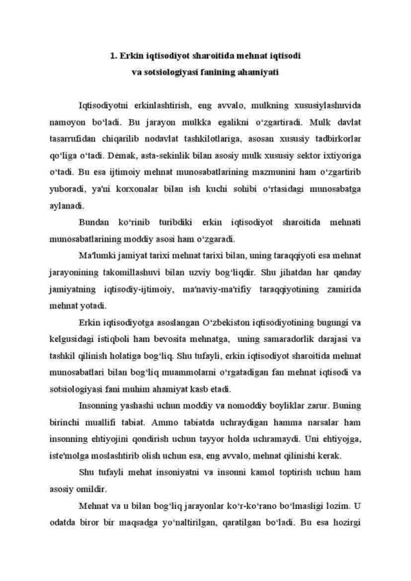 Mehnat iqtisodi va sotsiologiyasi fanining nazariy asosi - Image 2