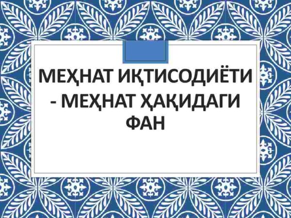 Mehnat iqtisodiyoti – mehnat haqidagi fan