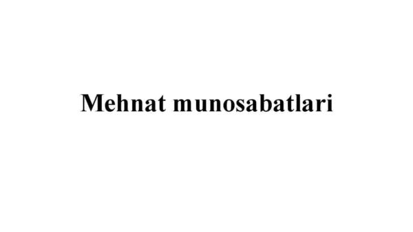 Mehnat munosabatlari