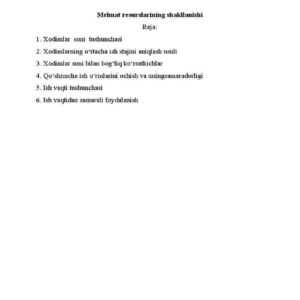 Mehnat resurslarining shakllanishi