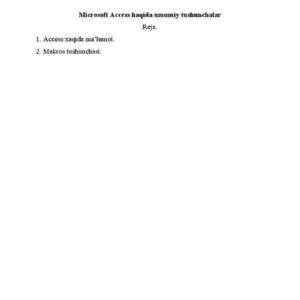 Microsoft Access haqida umumiy tushunchalar
