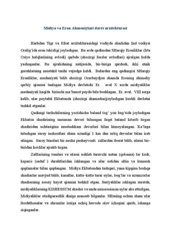 Midiya va Eron Ahmoniylari davri arxitekturasi