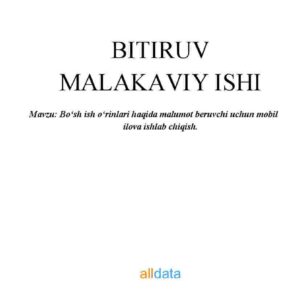 Bo'sh ish o'rinlari haqida malumot beruvchi uchun mobil ilova ishlab chiqish