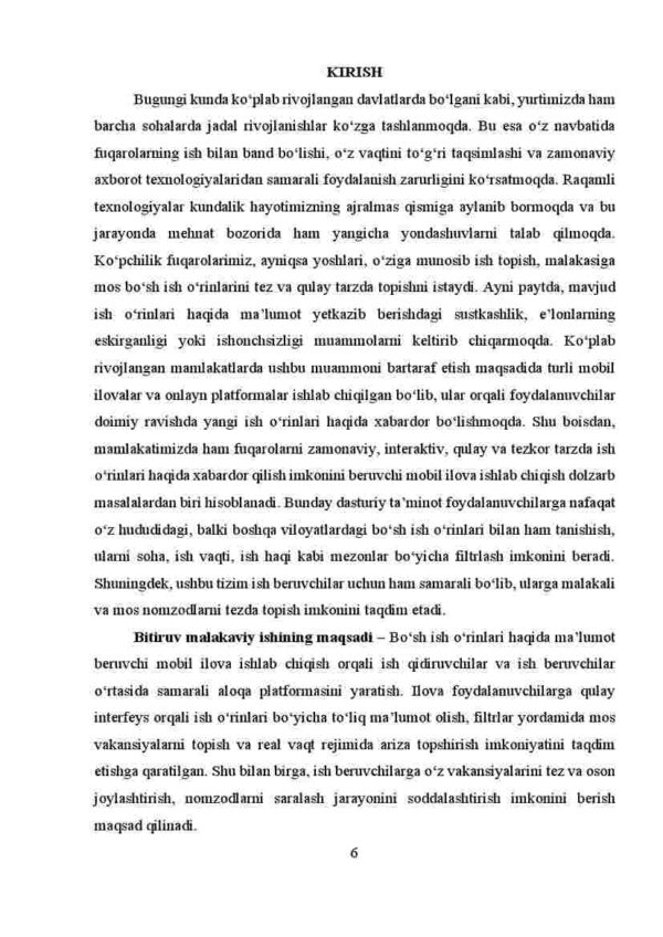 Bo'sh ish o'rinlari haqida malumot beruvchi uchun mobil ilova ishlab chiqish - Image 3