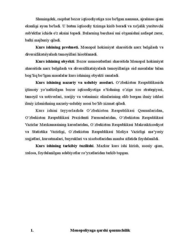 Monopol hokimiyat sharoitida narx belgilash va diversifikatsiyalash tamoyillari - Image 4
