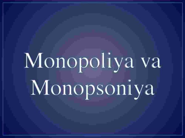 Monopoliya va Monopsoniya 
