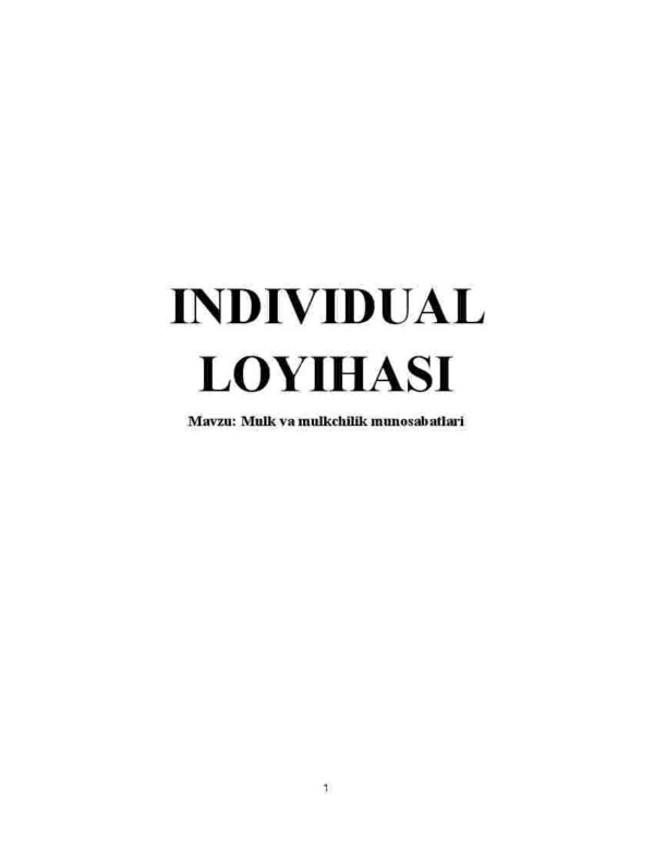 Mulk va mulkchilik munosabatlari