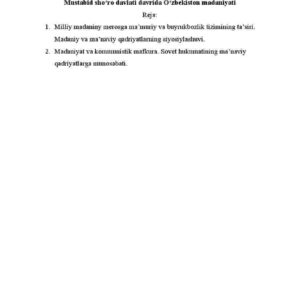 Mustabid sho'rо davlati davrida O'zbеkistоn madaniyati