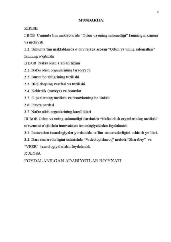 Umumta'lim maktablarida  "Nafas olish organlarining tuzilishi" mavzusini o'qitishda innovatsion texnologiyalardan foydalanish - Image 2