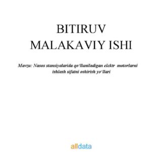 Nasos stansiyalarida qo'llaniladigan elektr motorlarni ishlash sifatni oshirish yo'llari