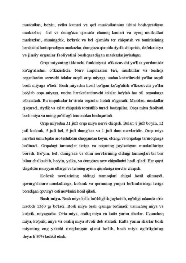 Nerv sistemasi, markaziy va periferik nerv sistemasi. Bosh miya va orqa miyadan tarqalgan nervlar, soni, vazifalari - Image 4