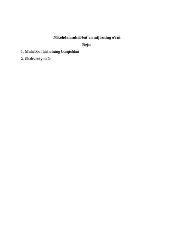 Nikohda muhabbat va mijozning o'rni