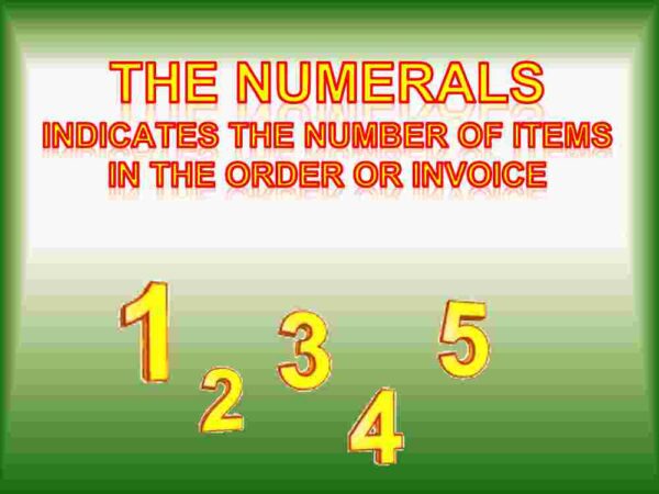 The numerals Indicates the number of items in the order or invoice