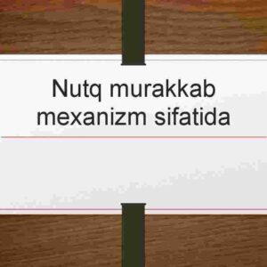 Nutq murakkab mexanizm sifatida