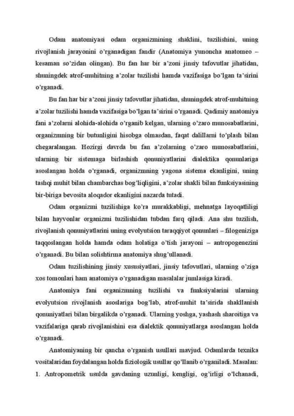 Odam anatomiyasining mazmuni, vazifalari, uni o’rganish ahamiyati - Image 2