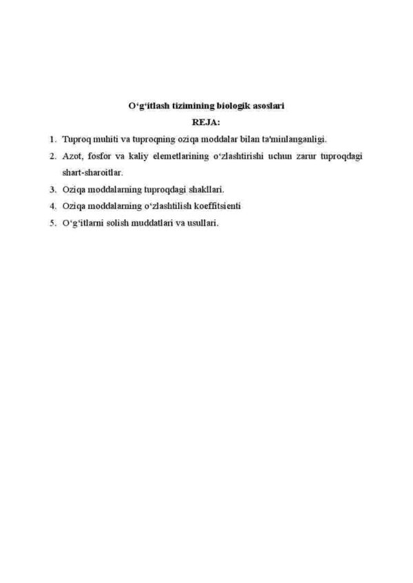 O'g'itlash tizimining biologik asoslari