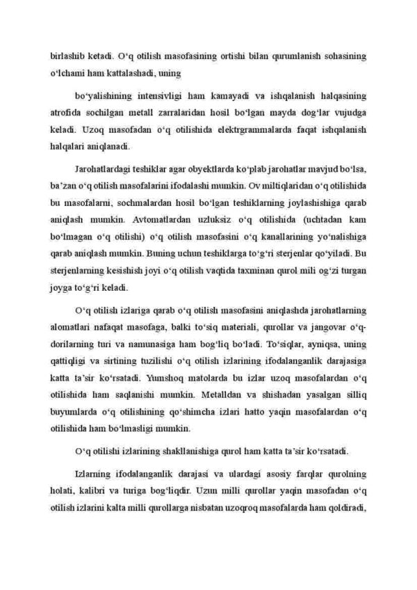 O'q otilish masofasini to'siqdagi izlarga qarab aniqlash. O'q otilish izlarini ekspertiza qilishda tajriba tariqasidagi o'q otishlar. O'q otilish izlarini ekspertiza qilishda tajriba o'q otib olishlar - Image 3