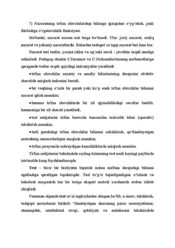 O'quvchilarning o'zlashtirgan bilimlari bilim natijalarini tekshirish va tashxis qilish – didaktik tushuncha sifatida, uning vazifalari - Image 3