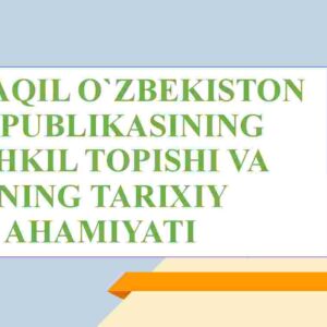 Mustaqil O'zbekiston Respublikasining tashkil topishi va uning tarixiy ahamiyati