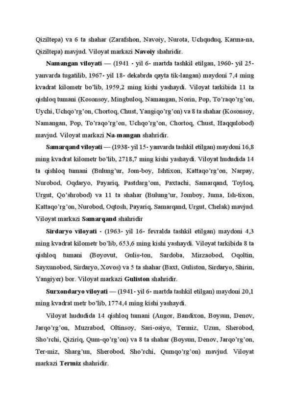 O'zbekistonning ma'muriy-hududiy tuzilishi, aholisi va moddiy imkoniyatlari - Image 3