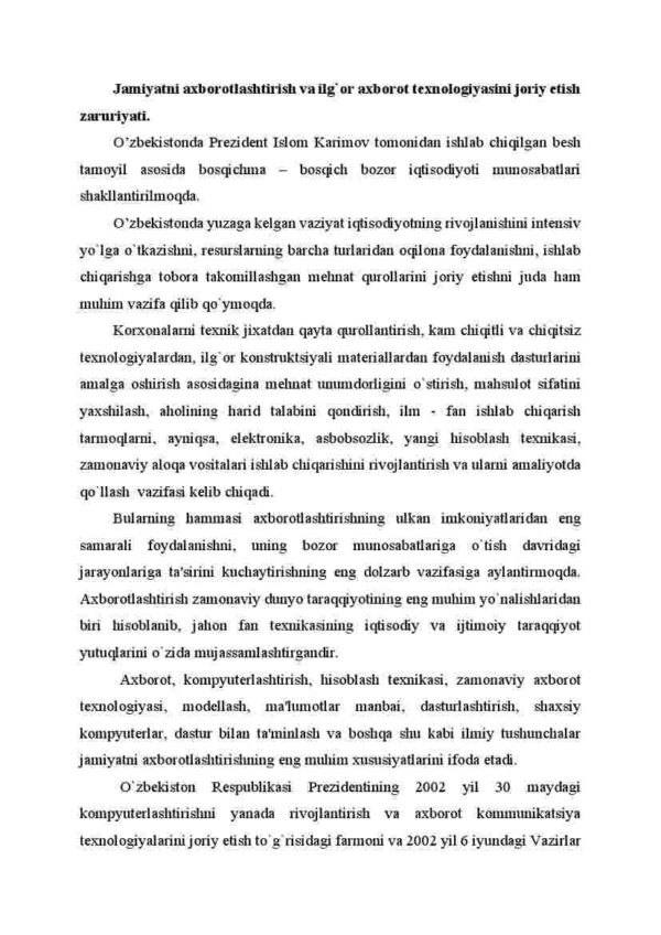 O'zbеkiston Rеspublikasida axborotlashgan jamiyatning shakllanishi, muammo va еchimlari - Image 2