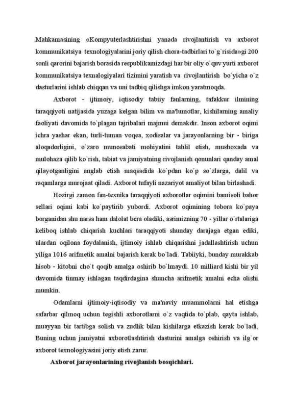 O'zbеkiston Rеspublikasida axborotlashgan jamiyatning shakllanishi, muammo va еchimlari - Image 3