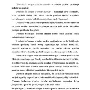 O'xshash bo'lmagan o'tochar qurollar tushunchasi va ularning tasniflanishi