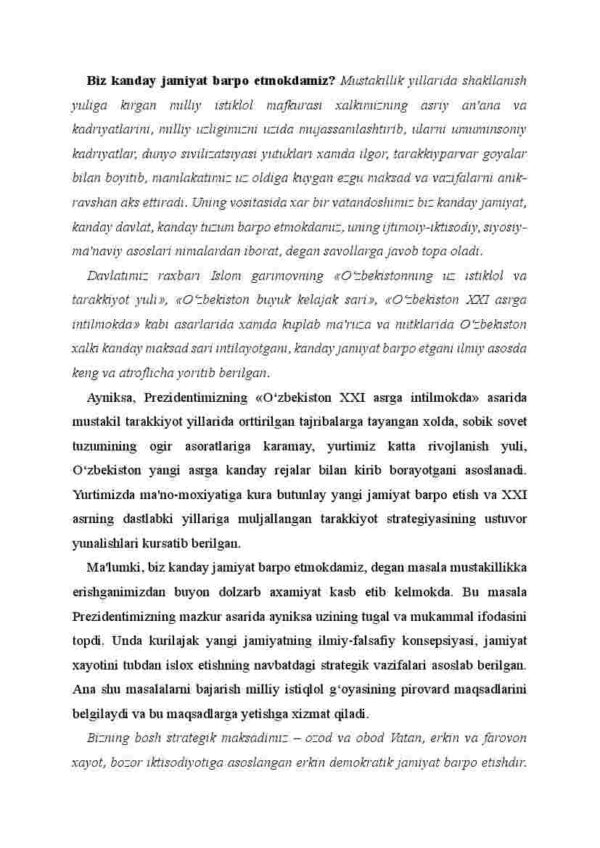 O'zbekistonda barpo etilayotgan jamiyat va taraqqiyotning o'zbek modeli - Image 2