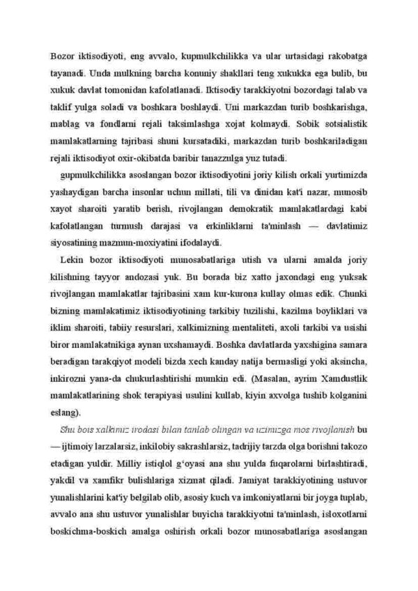O'zbekistonda barpo etilayotgan jamiyat va taraqqiyotning o'zbek modeli - Image 3