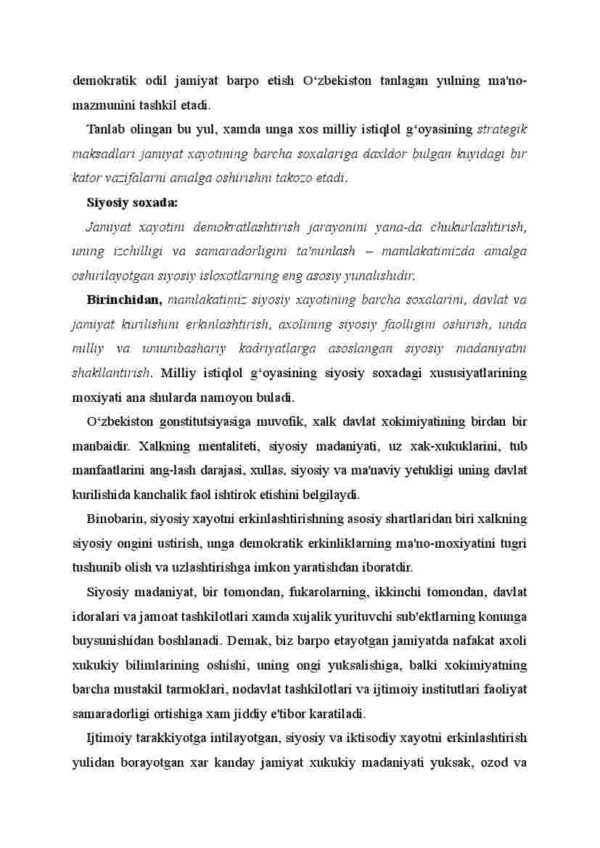 O'zbekistonda barpo etilayotgan jamiyat va taraqqiyotning o'zbek modeli - Image 4