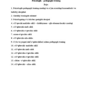 Psixologik – pedagogik trening
