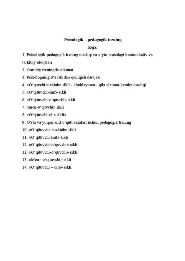 Psixologik – pedagogik trening